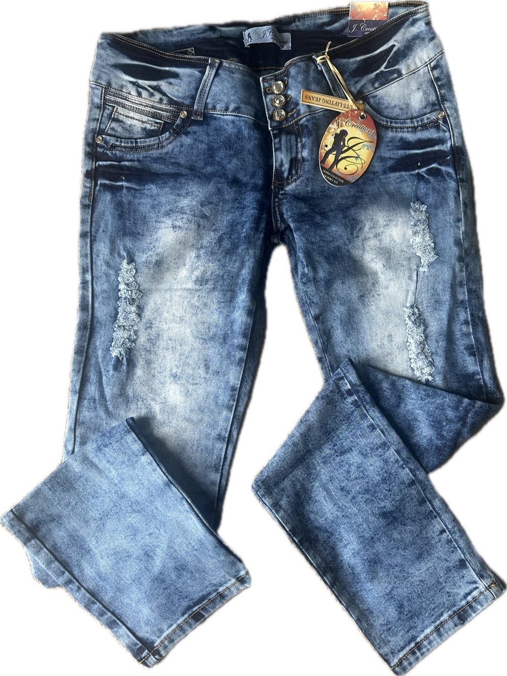 Women’s Skinny Distressed Blue Jeans
